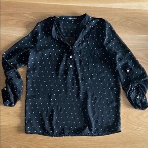 Sweet Rain Black Blouse with White Accents